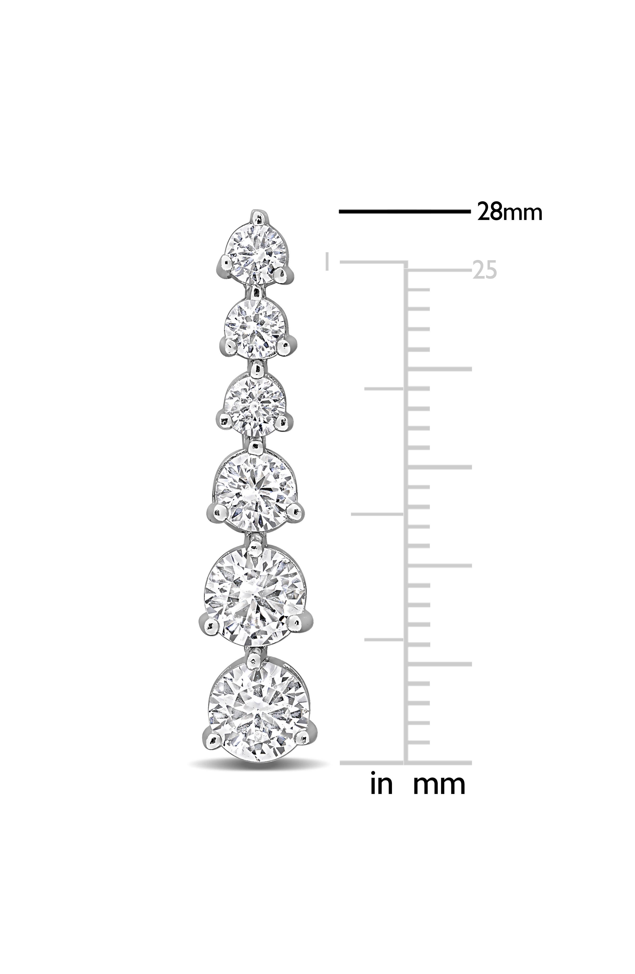 DELMAR Lab-Grown White Sapphire Graduated Drop Earrings (Women ...