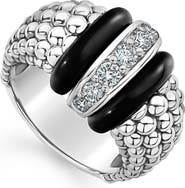 LAGOS Black Caviar Diamond Large Link Ring