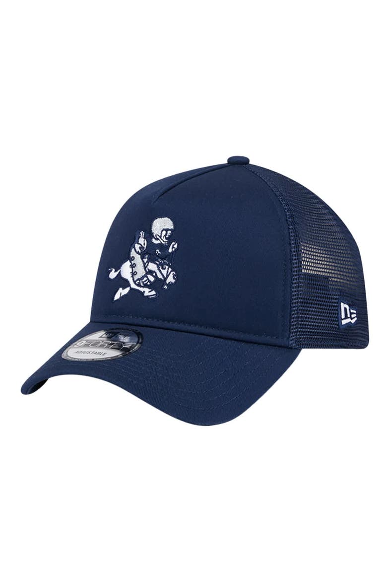 Men's New Era  Navy Dallas Cowboys Retro Main A-Frame Trucker 9FORTY Adjustable Hat, Main, color, Navy
