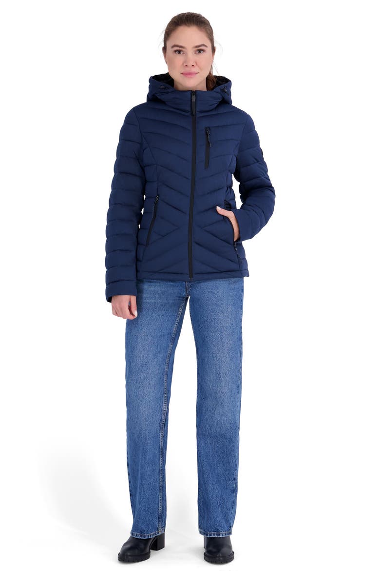 Water Resistant Stretch Puffer Jacket, Alternate, color, BLUE MELANGE