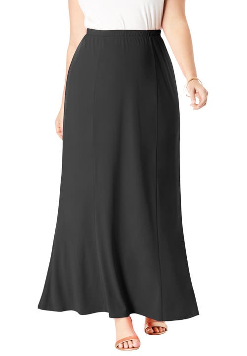 Jessica London Stretch Knit Maxi Skirt In Gray