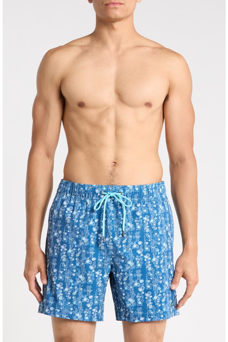 Vine & Petal Swim Trunks, Main, color, BLUE GREY