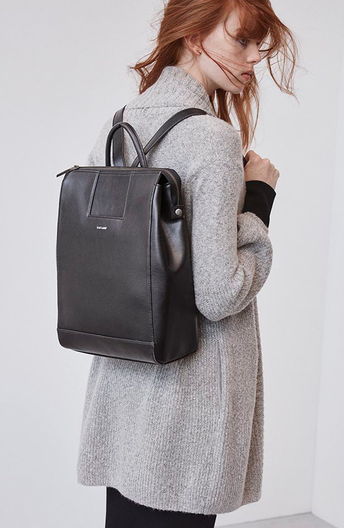 'Katherine' Faux Leather Backpack, Alternate, color, BLACK