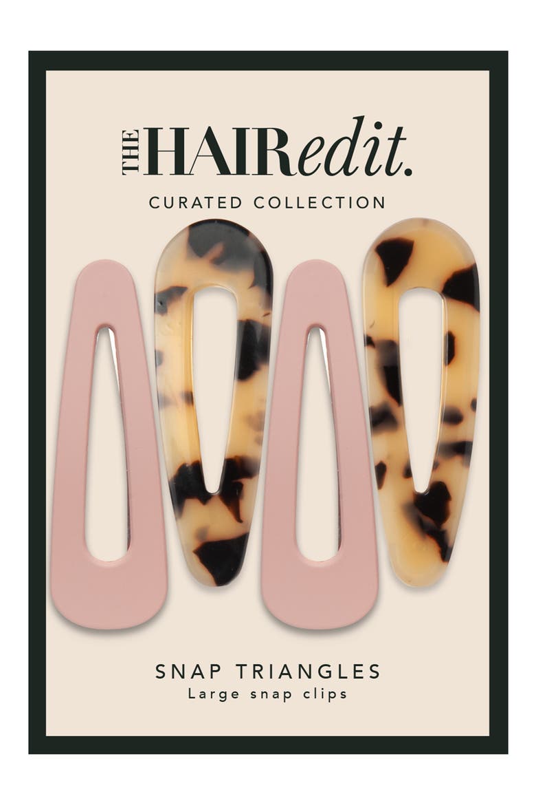 Snap Pack of 4 Assorted Hair Clips, Main, color, BEIGE MULTI