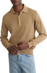 Eton Chevron Structure Long Sleeve Polo