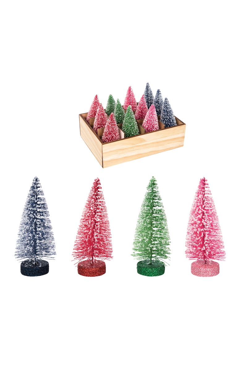 carol & frank Bottle Brush Tree Figurines Assortment of 12, Main, color, Red