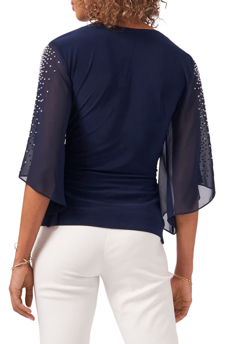 Embellished Sleeve Surplice Blouse, Alternate, color, NAVY
