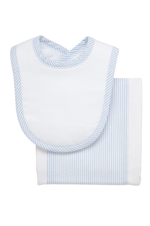 Seersucker Stripe Drooler Bib & Burp Set