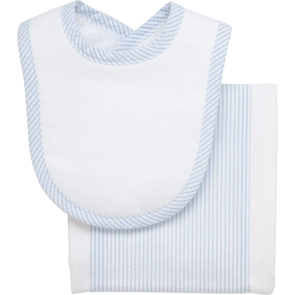 3 Marthas Seersucker Stripe Drooler Bib & Burp Set