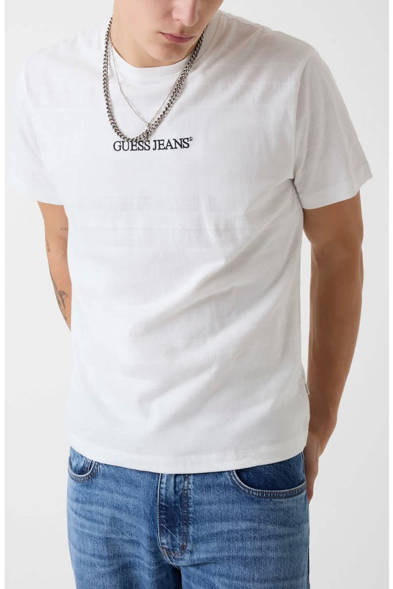 Jacquard Stripe Logo Graphic T-Shirt, Main, color, WHITE