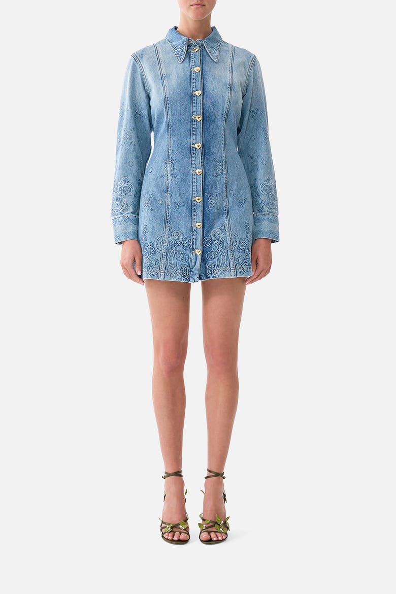 Shirt Dress With A Line Skirt, Main, color, Denim