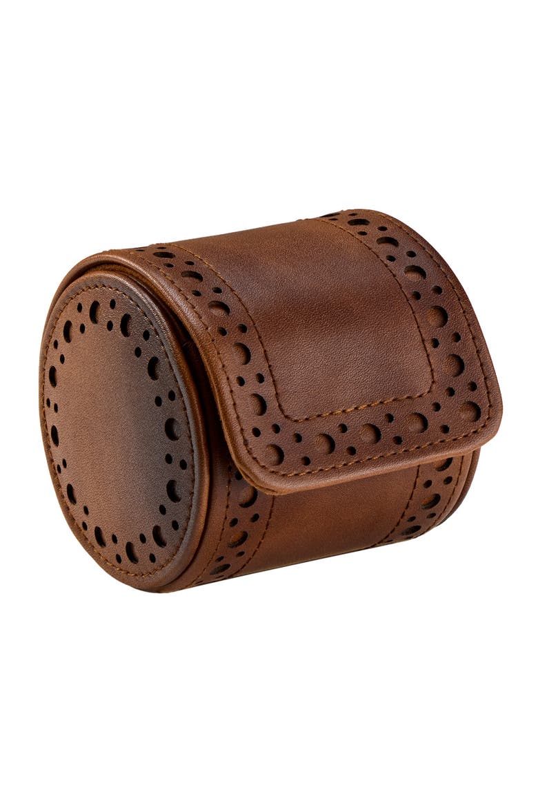 Brogue Single Watch Roll, Alternate, color, Burnished Brown
