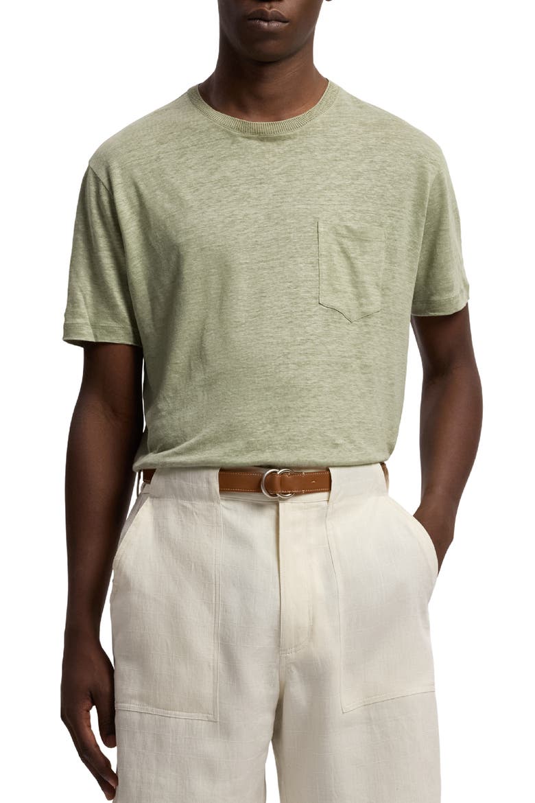 Linen Jersey Pocket T-Shirt, Main, color, CACTUS GREEN