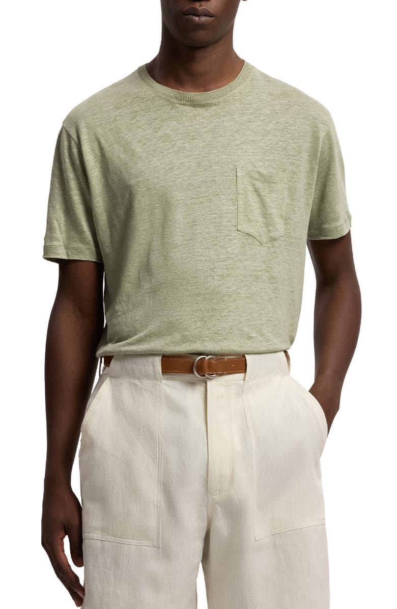 Ralph Lauren Purple Label Linen Jersey Pocket T-Shirt, Main, color, Cactus Green