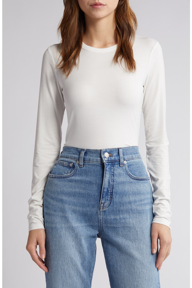 ICONS Luca Slim Fit Long Sleeve Top, Main, color, WHT