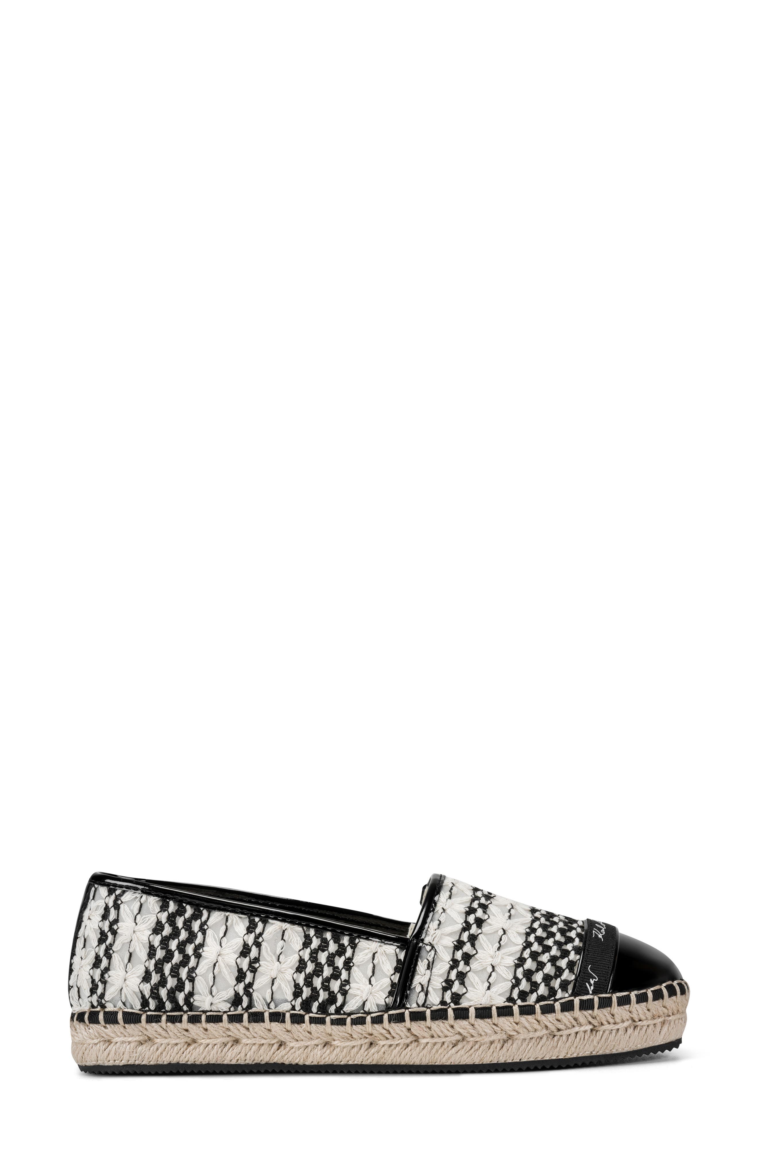 KARL LAGERFELD PARIS Millicent Espadrille Flat, Alternate, color, Black/ White
