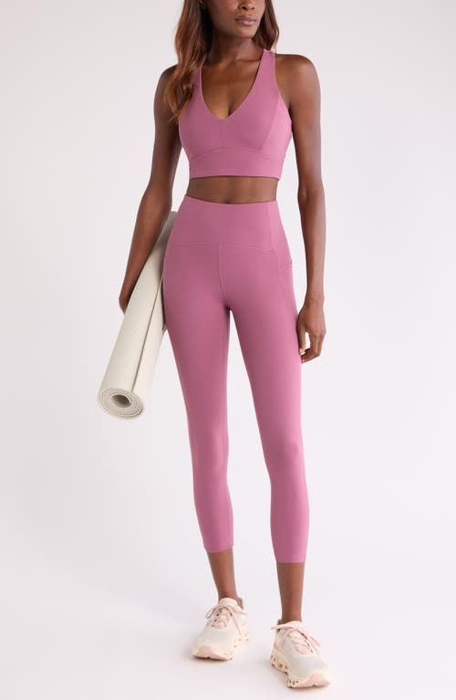 Zella Studio Luxe V-neck Racerback Sports Bra In Pink