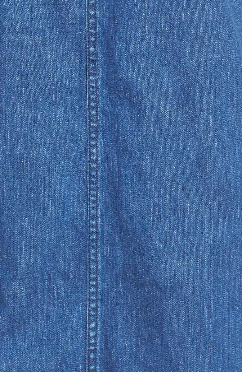 J.Crew Raw Edge Hem Denim Shift Dress, Alternate, color, 