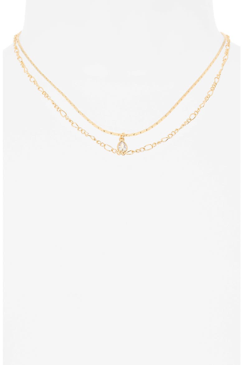 Dewdrop Layered Chain Necklace, Main, color, GOLD