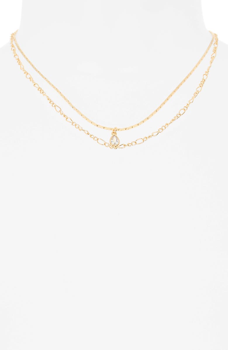 Ettika Dewdrop Layered Chain Necklace, Main, color, Gold