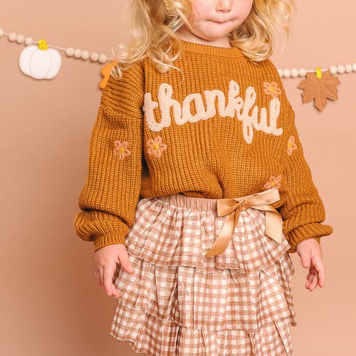 Sweet Wink Thankful Thanksgiving Knit Sweater In Brown