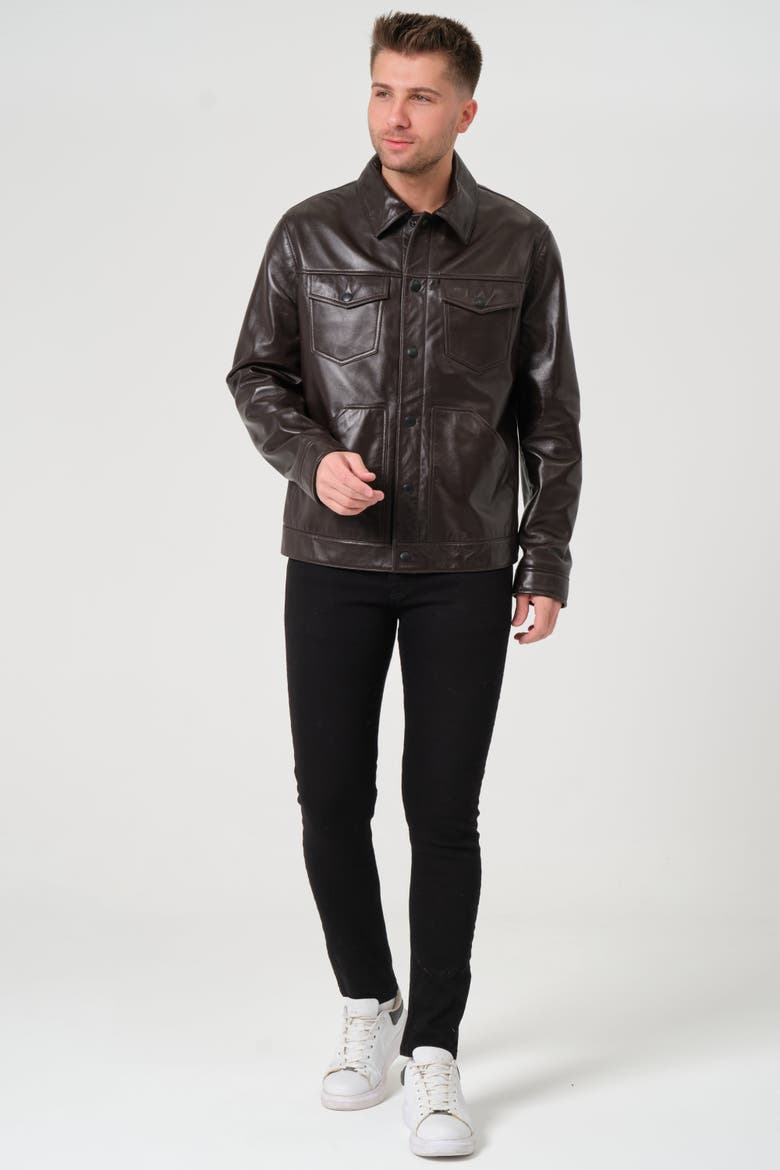 Jude Leather Jacket, Alternate, color, Coffee Bean Brown