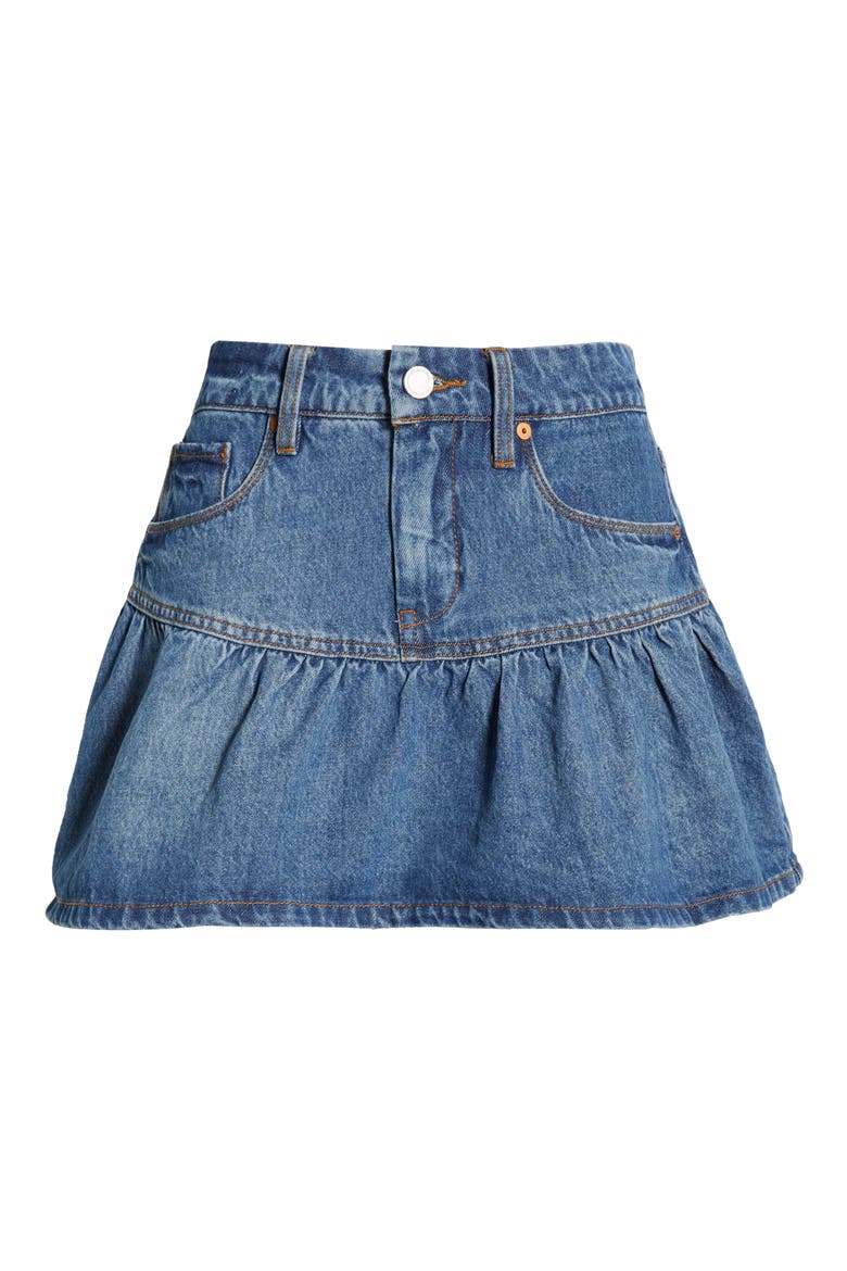 Gathered Denim Skirt, Alternate, color, RAIN OR SHINE