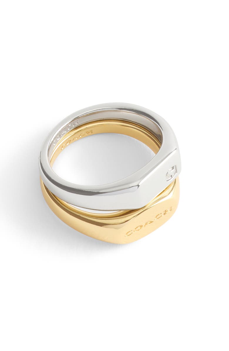 COACH Set of 2 Signet Rings, Main, color, Two Tone