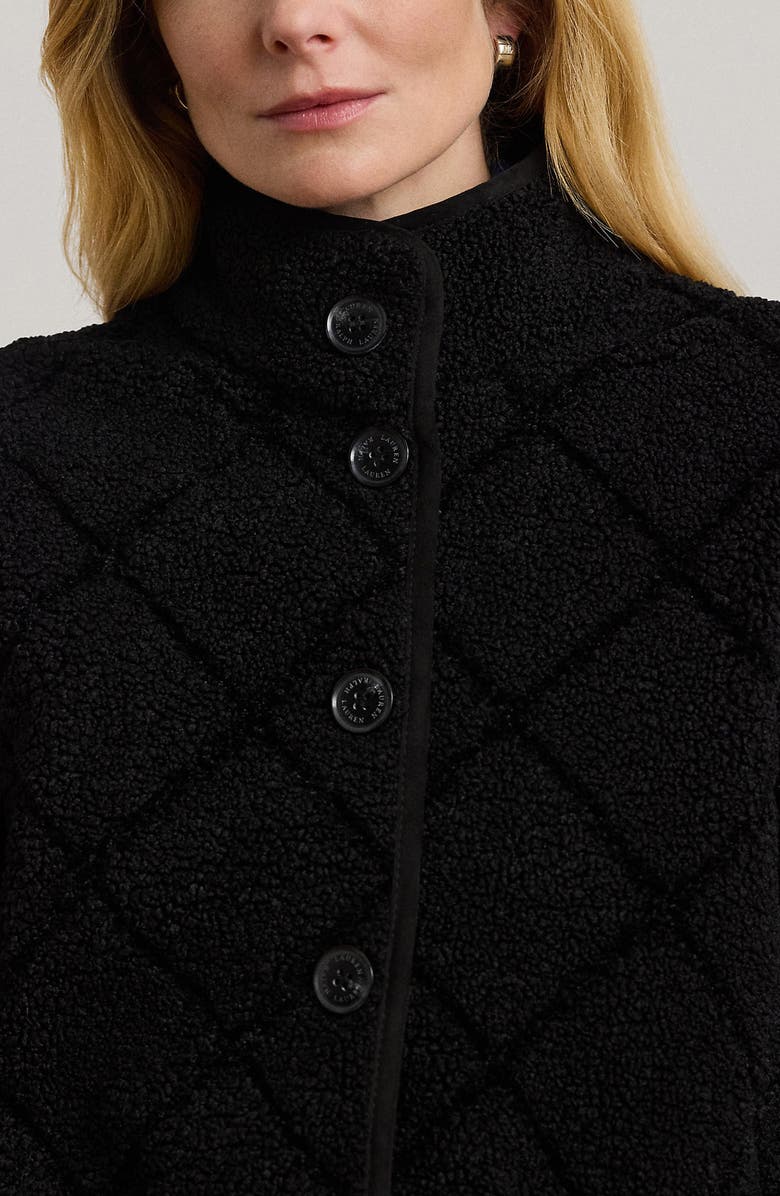 Lauren Ralph Lauren Quilted Faux Shearling Jacket, Alternate, color, Black