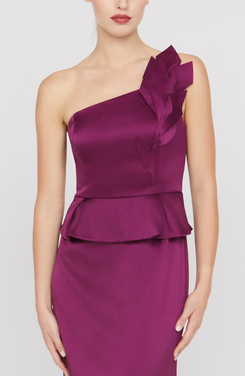 Kay Unger Kiara One-Shoulder Gown, Alternate, color, Mulberry