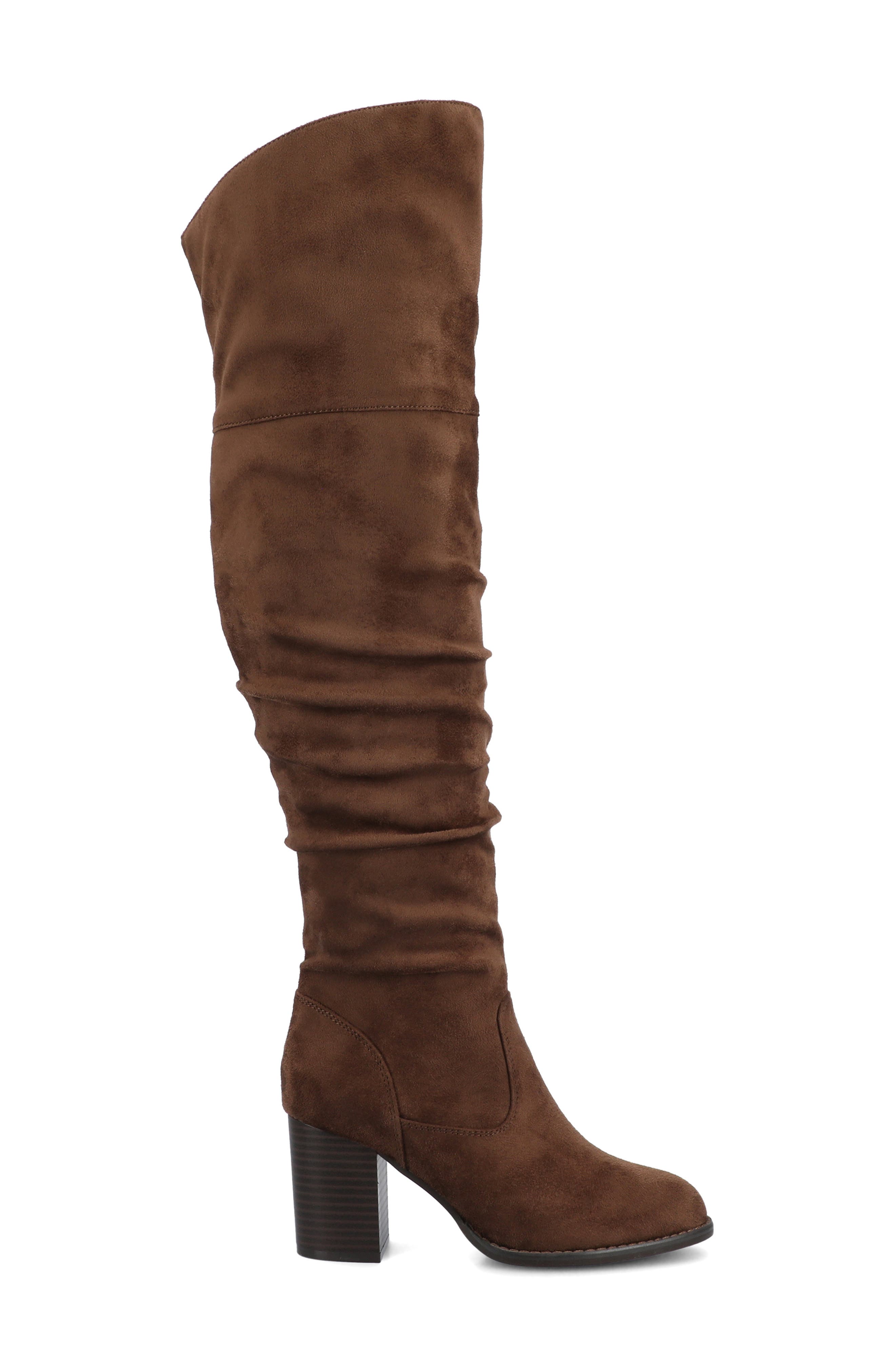 JOURNEE Kaison Ruched Tall Boot - Extra Wide Calf, Alternate, color, CHOCOLATE