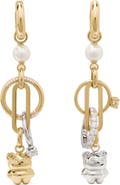 Kate Spade New York Imitation Pearl & Bear Linear Drop Earrings