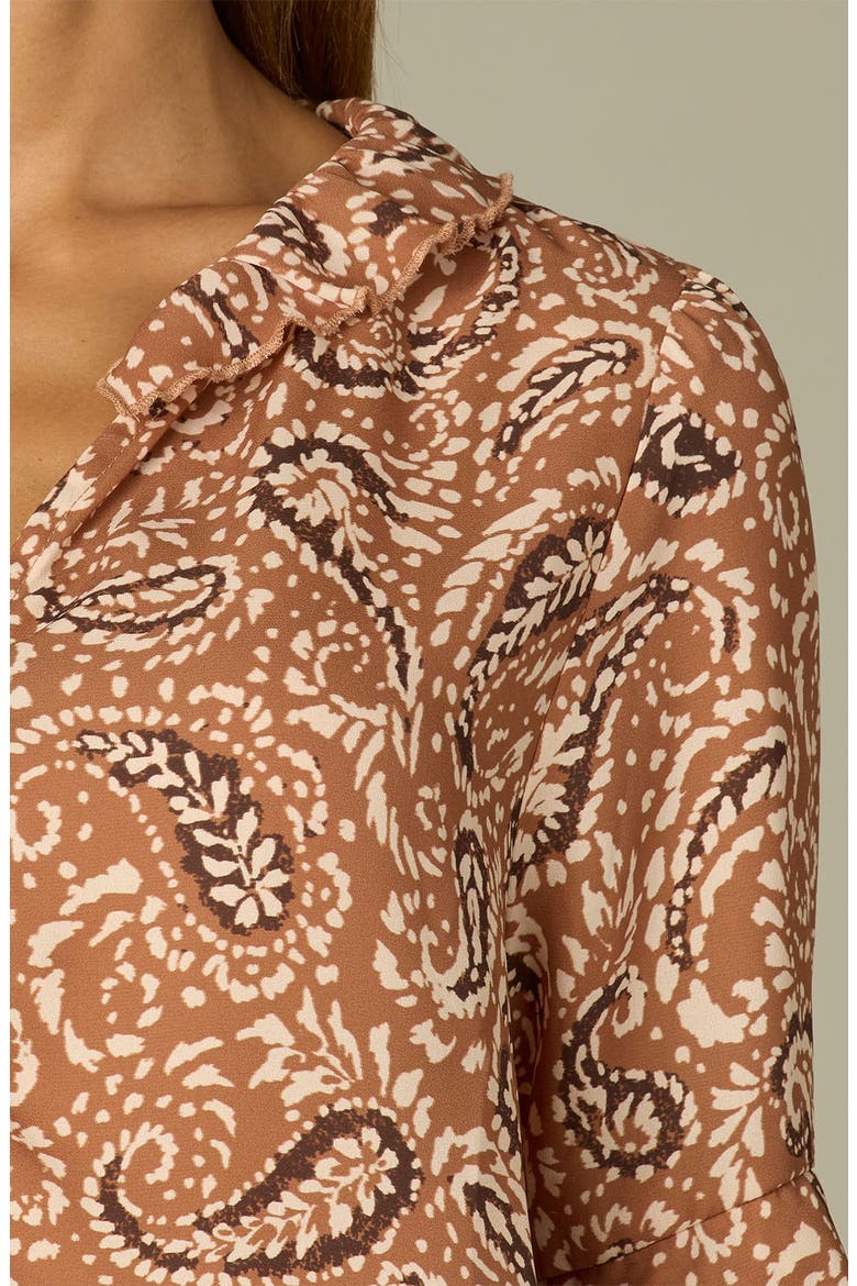 Ruffle Print Top, Alternate, color, PECAN MULTI