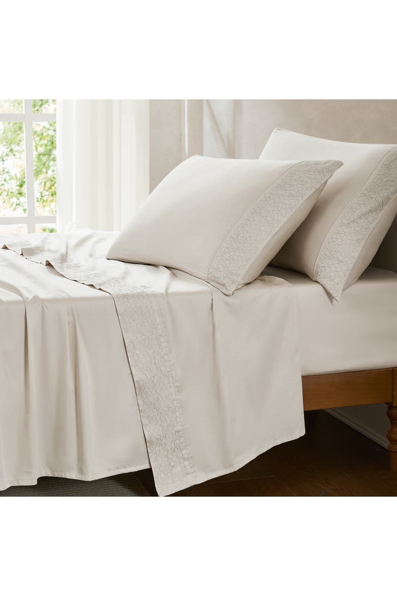 Path Cotton Sheet Set, Alternate, color, Cream