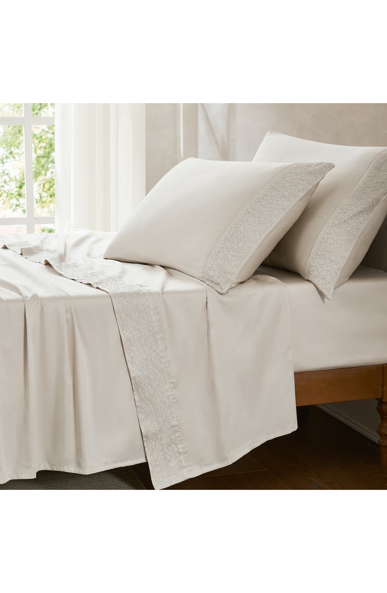 Chuks Collins x Lush Decor Path Cotton Sheet Set, Alternate, color, Cream