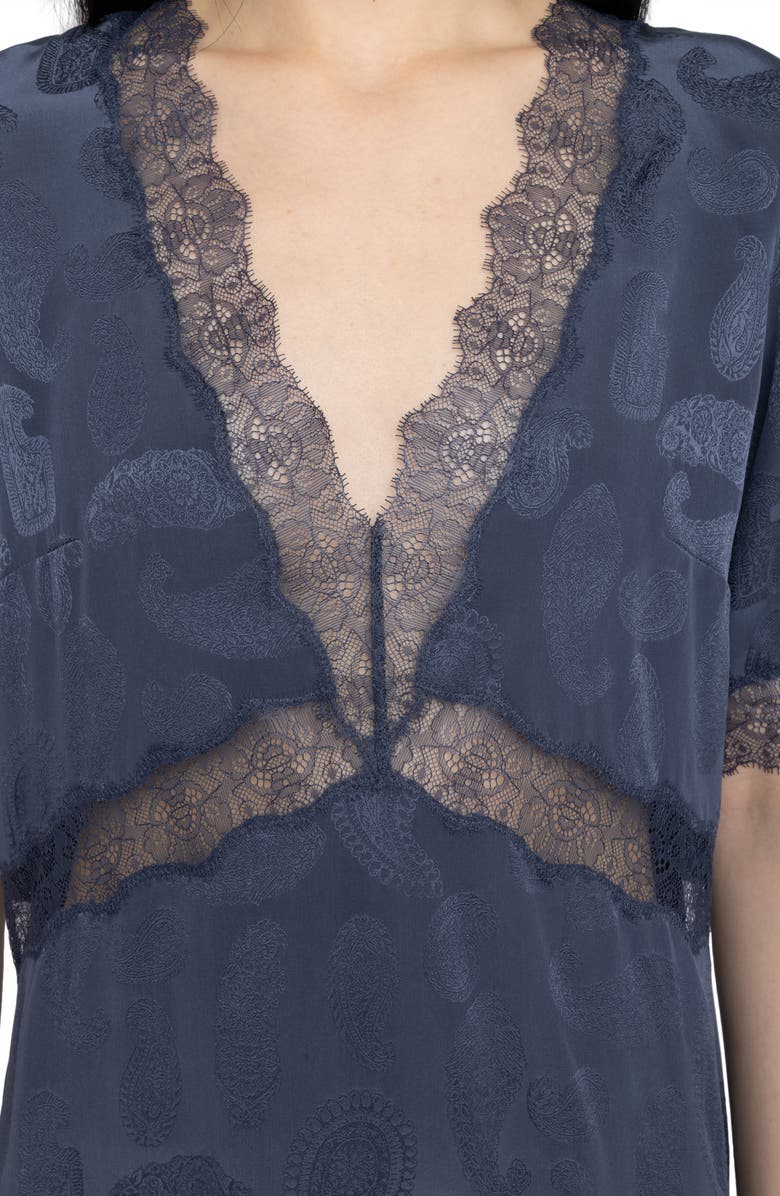 Zadig & Voltaire Redoxa Paisley Jacquard Silk Satin Minidress, Alternate, color, Storm