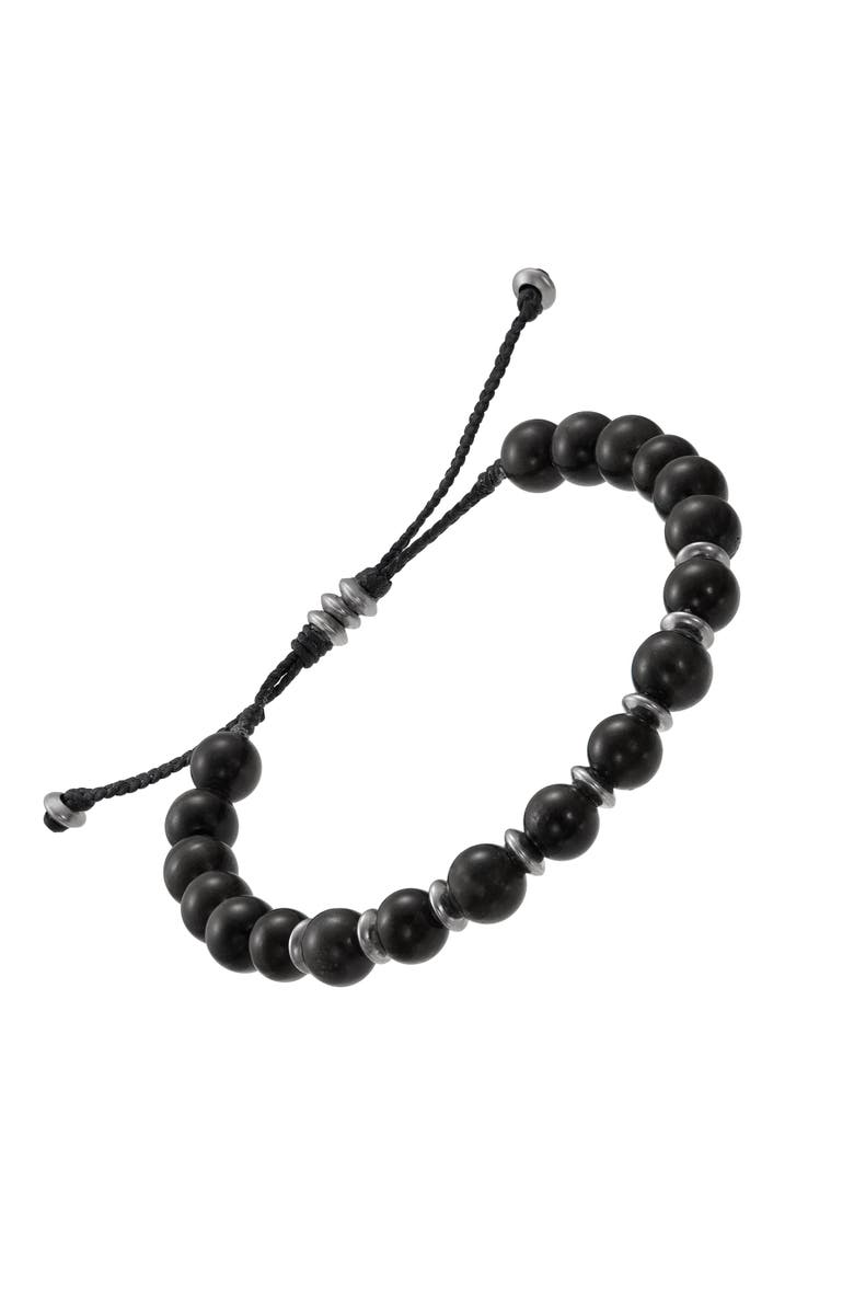 Link Up Gemstone Bead Bracelet with Alternating Accent Beads, Main, color, Black