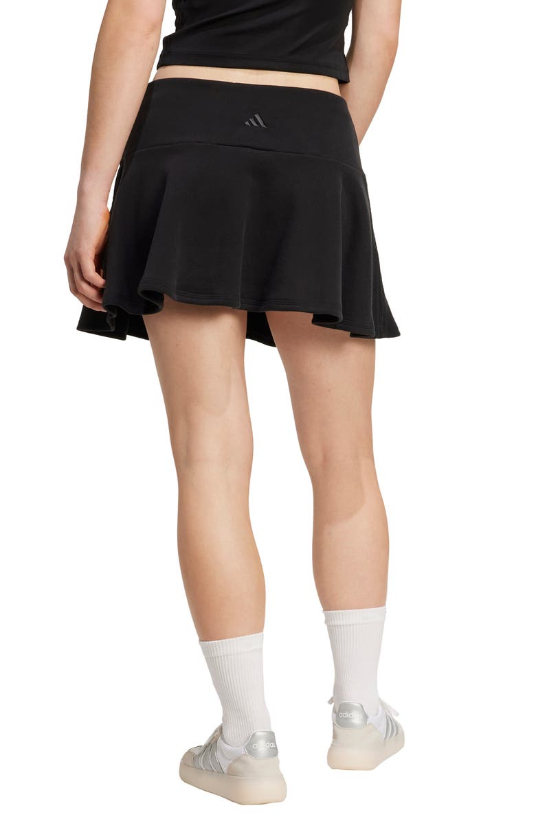 adidas 3-Stripes French Terry Miniskirt, Alternate, color, Black/ Black