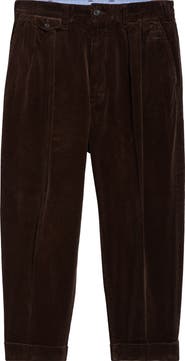 BEAMS Pleated Corduroy Tapered Leg Pants