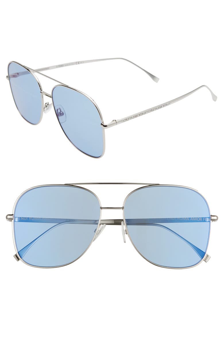 Fendi 59mm Holographic Aviator Sunglasses, Main, color, 