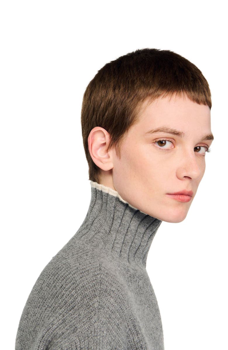 SANDRO Turtleneck sweater, Alternate, color, Grey