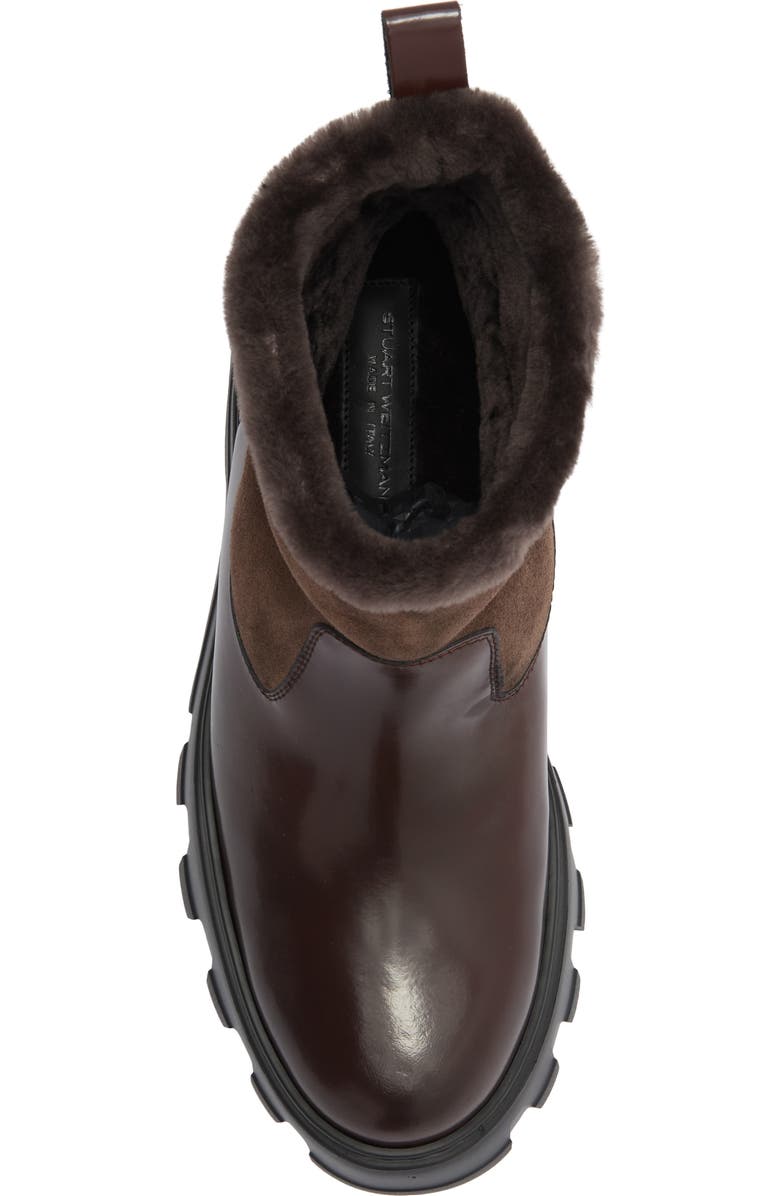 Stuart Weitzman Alton Genuine Shearling Lined Lug Sole Boot, Alternate, color, Brown/ Dark Brown