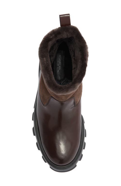 Stuart Weitzman Alton Genuine Shearling Lined Lug Sole Boot In Brown