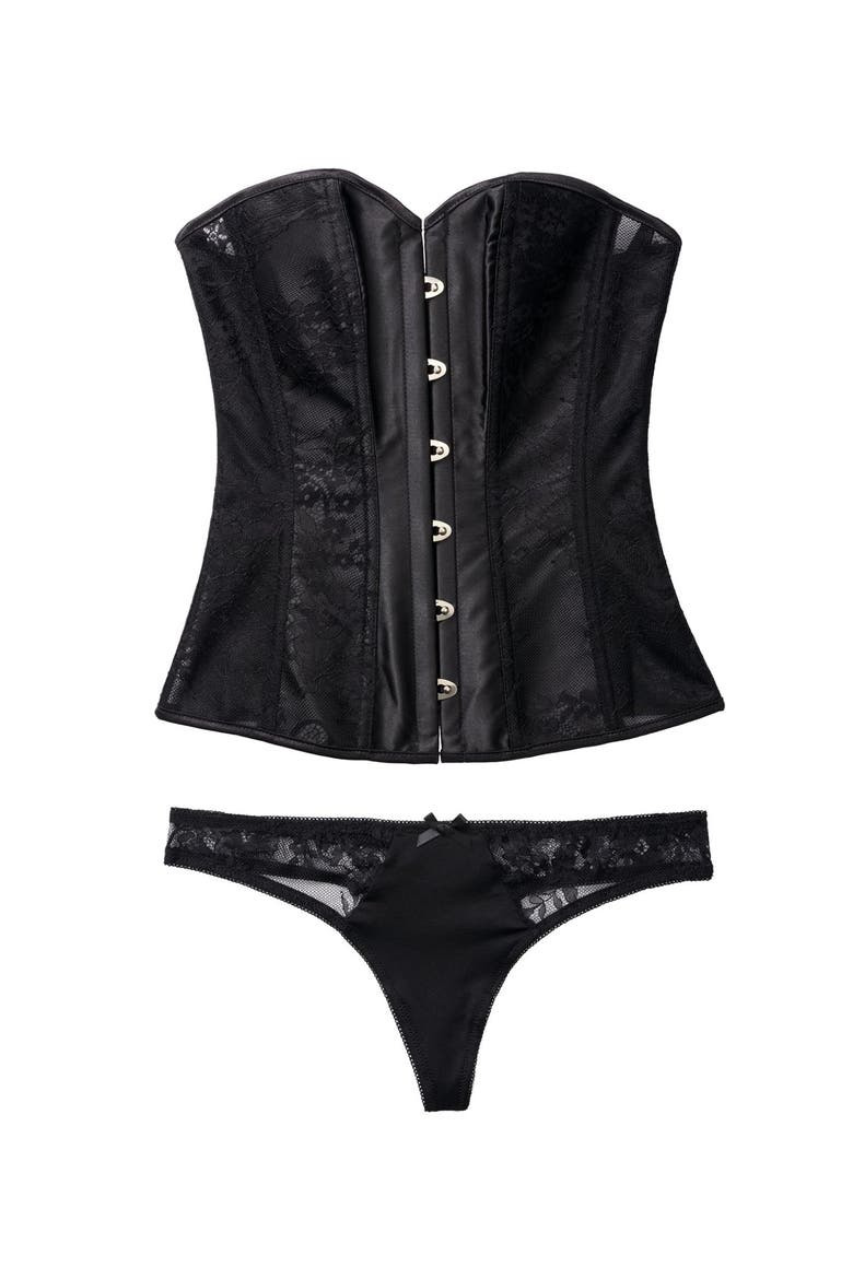 Ashoka Boned Corset, Alternate, color, Black