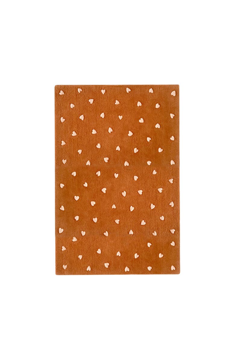 Hearts Rug, Main, color, Brown / Pink Print