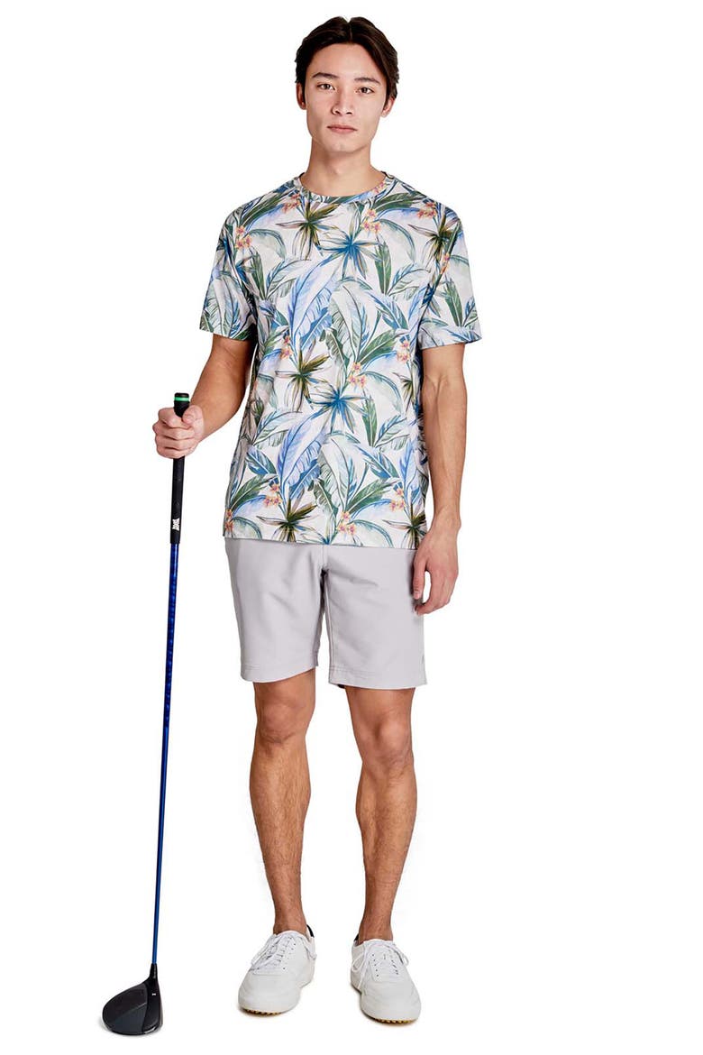 Regular Fit Tropical Chambray Recycled Performance Golf T-Shirt, Alternate, color, CREAM