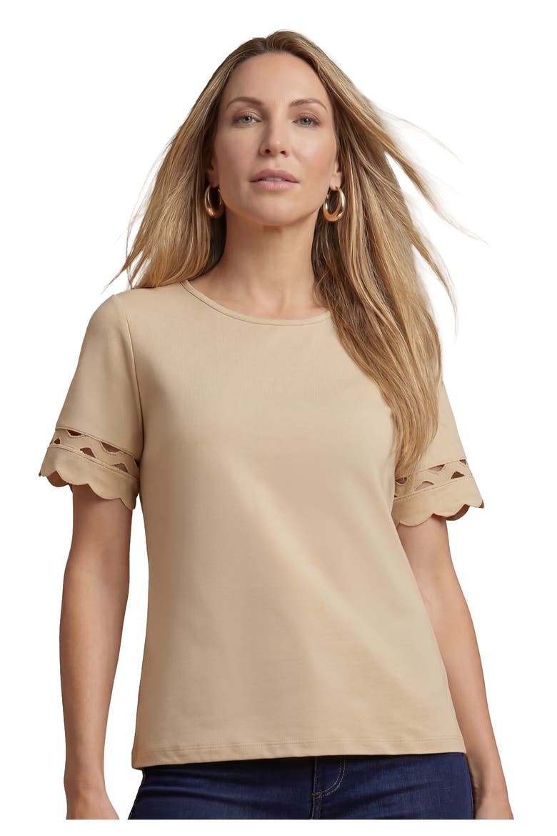 Scallop Trim Tee, Main, color, NEW KHAKI