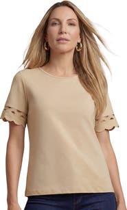 Jessica London Scallop Trim Tee