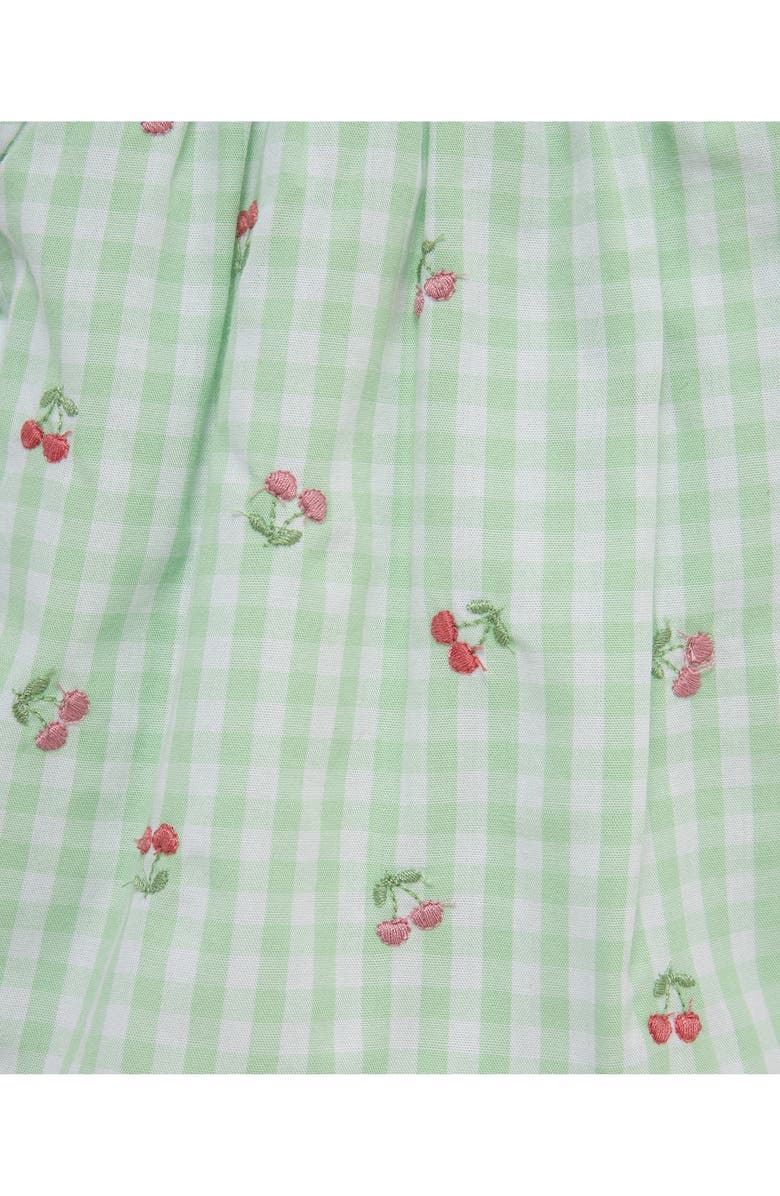 Little Me Cherry Check Peter Pan Collar Top, Leggings & Headband Set, Alternate, color, Light Green