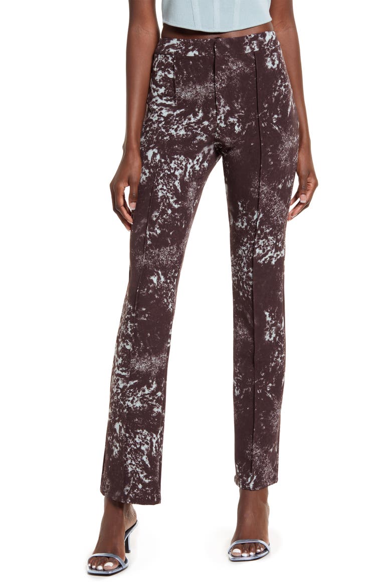 Stretch Bootcut Pants, Main, color, TEAL- BROWN LIQUID STONE